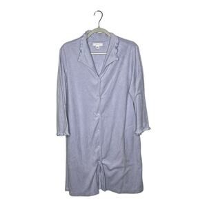 Miss Elaine Robe Womens XL‎ Purple Terry Cloth Cotton Blend Ruffle Pajamas Soft